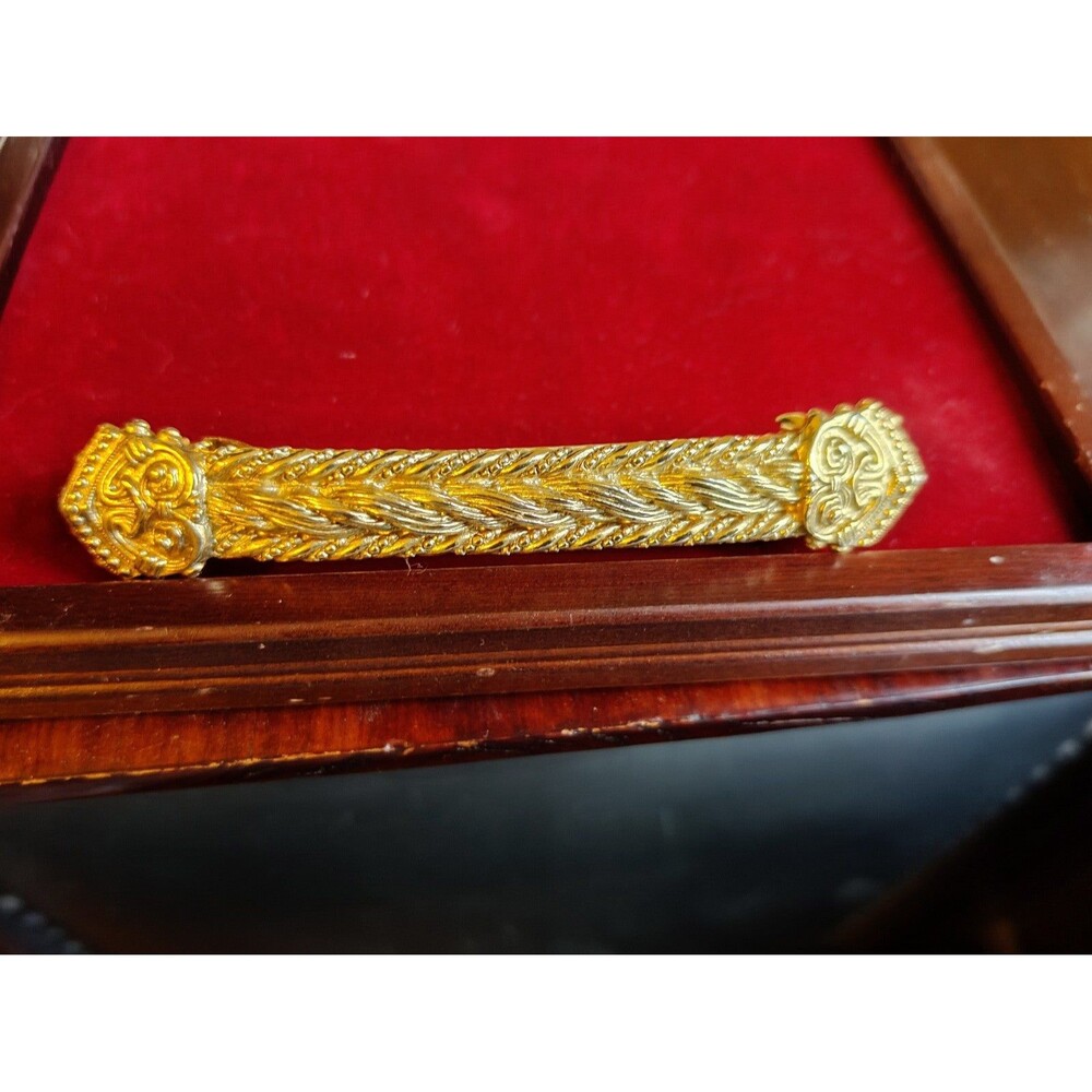 Braided Golden Metal Hair Barrette, 4 1/8th Inches Long